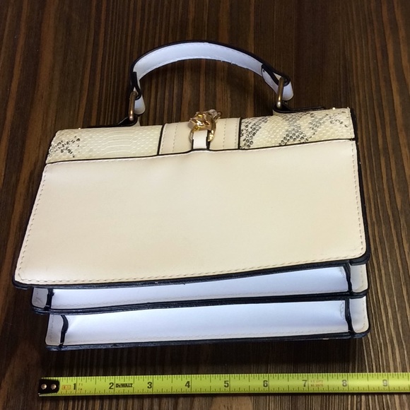 FINAL SALE PRICE NWOT Snakeskin Studded Satchel Handbag - Picture 4 of 9